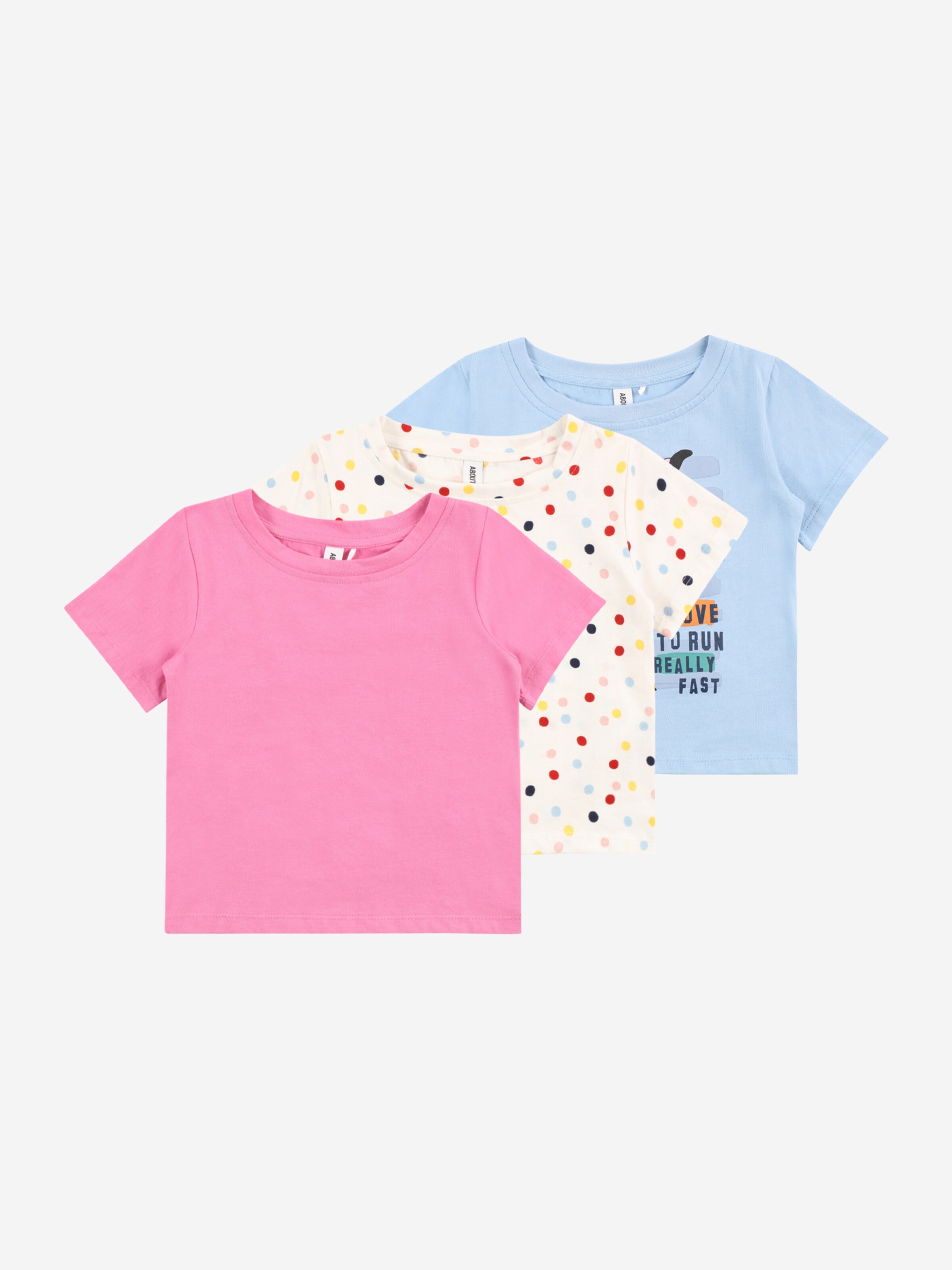 ABOUT YOU Maglietta 'Luisa' in Blu Chiaro, Rosa, Offwhite