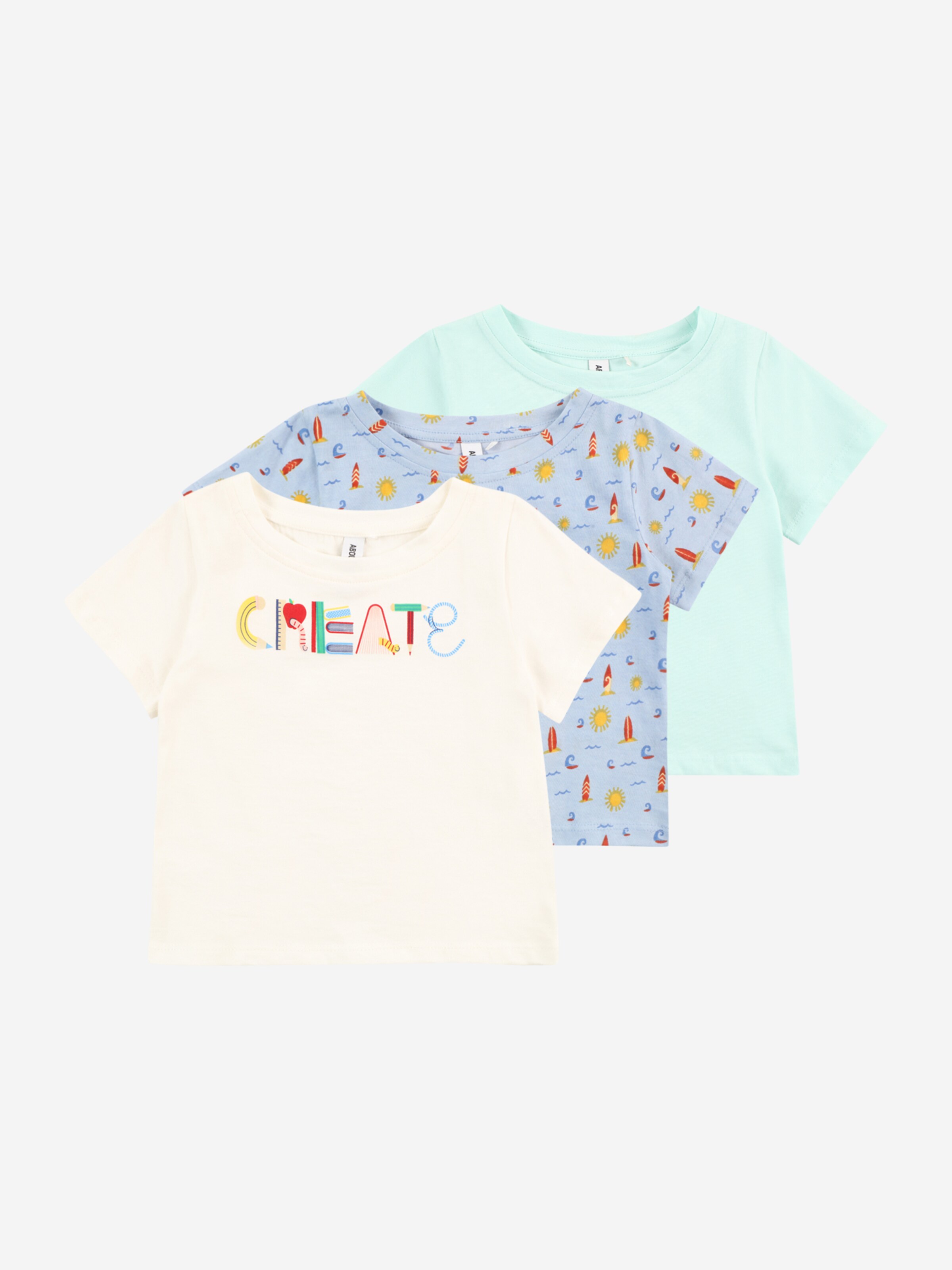ABOUT YOU Maglietta 'Jaden' in Blu Chiaro, Menta, Bianco
